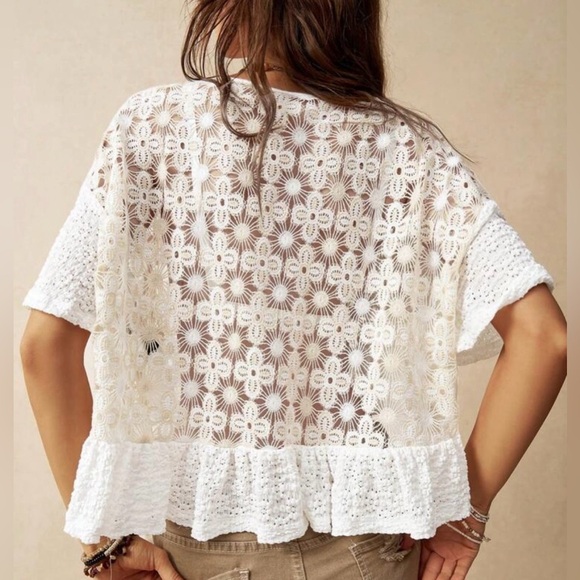 White Lace Ruffle Top - Picture 3 of 11